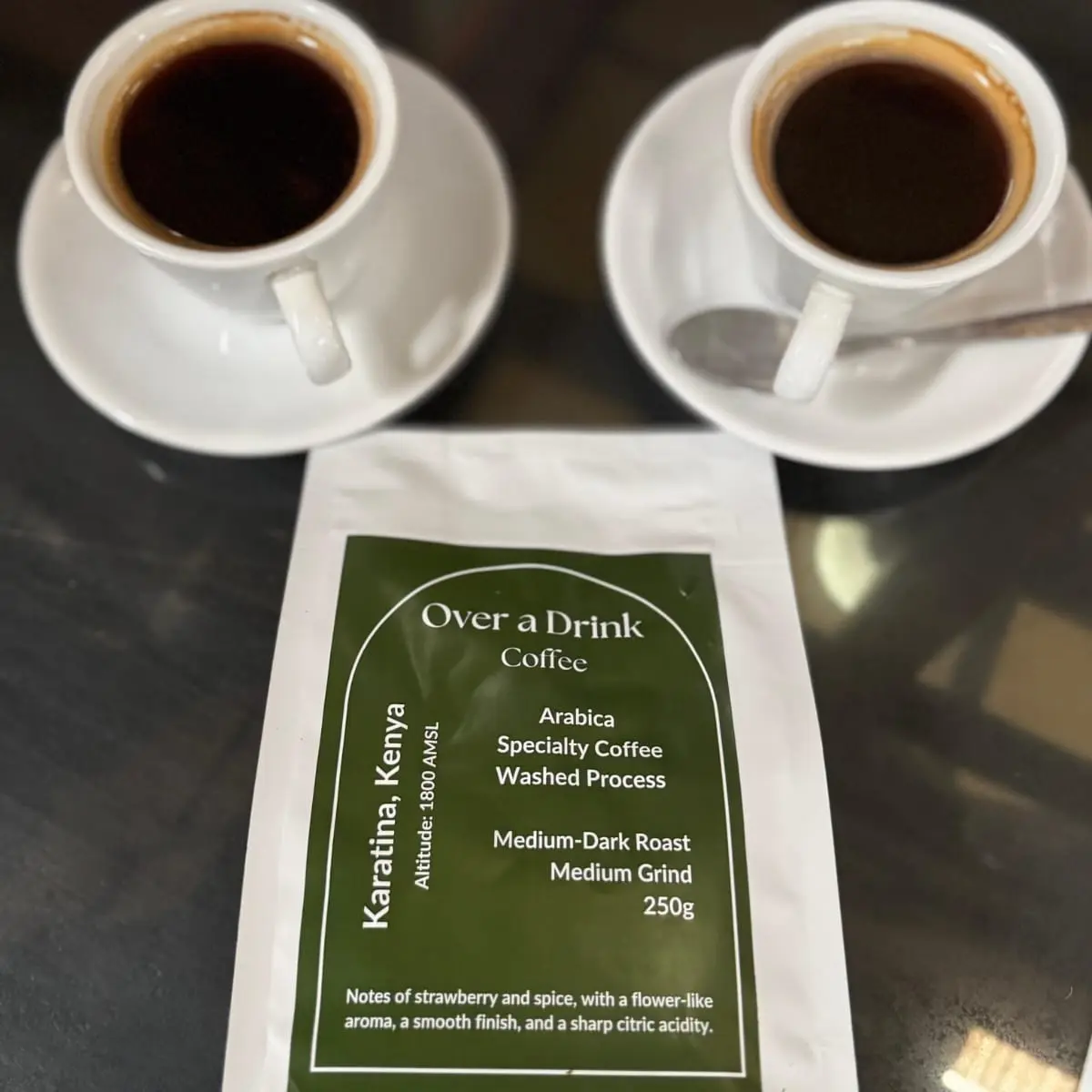 Over a Drink Coffee: Karatina (Kenya) Washed Medium-Dark Roast Ground/Beans