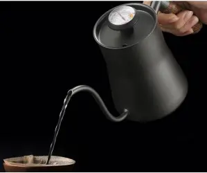 Gooseneck Pour-over Coffee Kettle | Wooden Handle | 850ml (White)