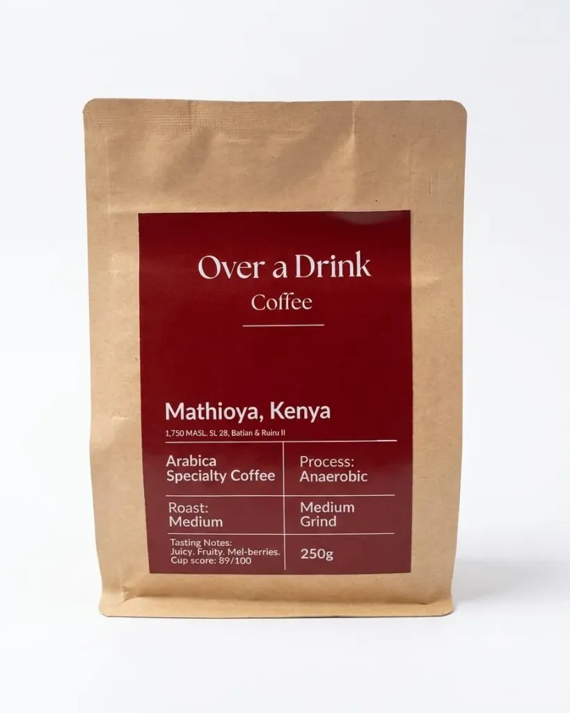 Over a Drink Coffee: Mathioya (Kenya) Anaerobic Medium Roast Whole Beans (500g)