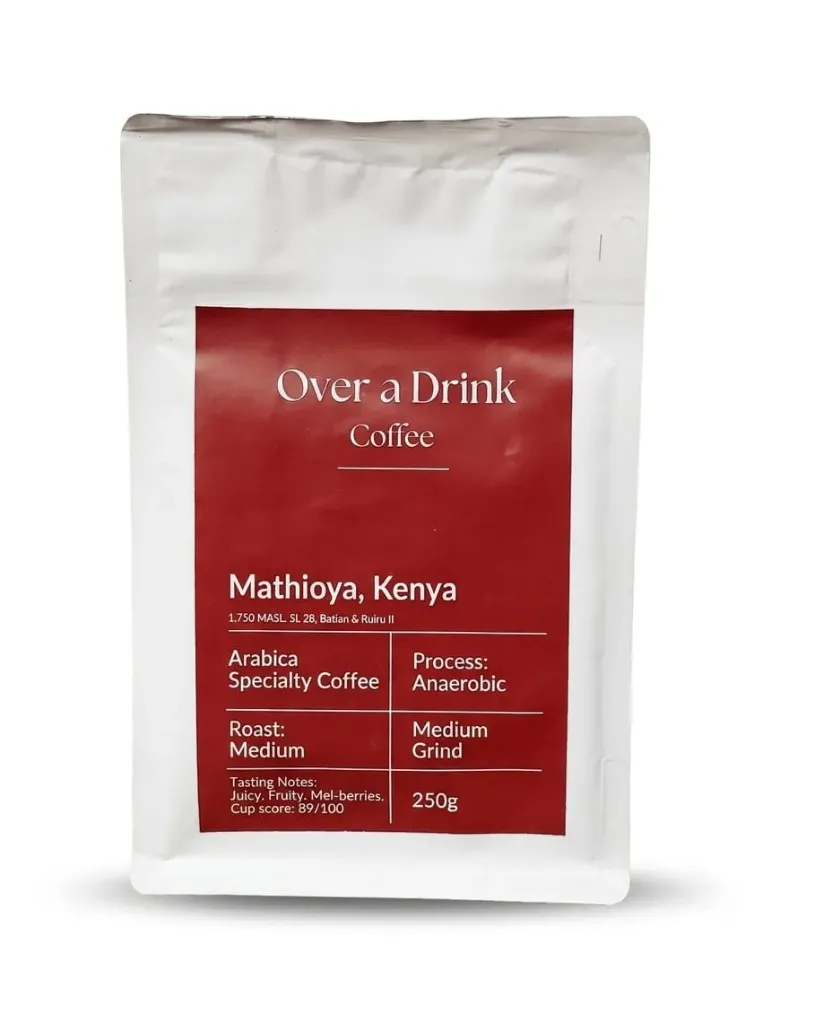 Over a Drink Coffee: Mathioya (Kenya) Anaerobic Medium Roast Ground 