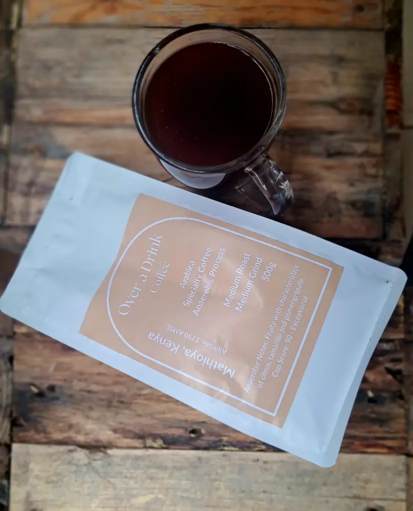 Over A Drink Coffee: Mathioya (Kenya) Anaerobic Medium Roast Ground (500g)