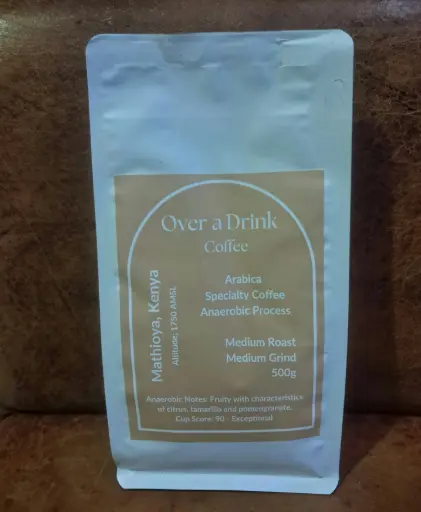 Over a Drink Coffee: Mathioya (Kenya) Anaerobic Medium Roast Whole Beans