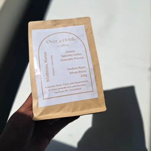 Over a Drink Coffee: Mathioya (Kenya) Anaerobic Medium Roast Whole Beans