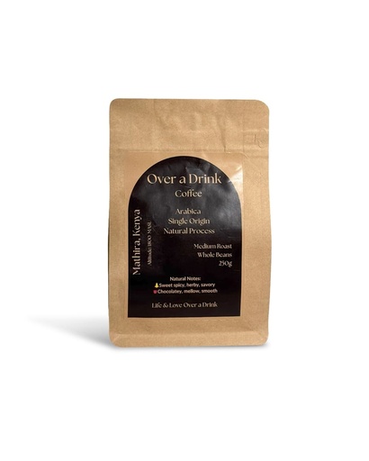 Over a Drink Coffee: Mathira (Kenya) Natural Medium Roast Whole Bean