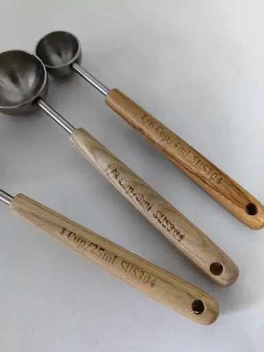 3-Stainless steel & Wood Measuring Spoons